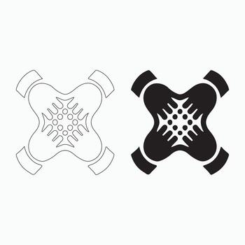 negro icono de unidad mediante entrelazado manos vector