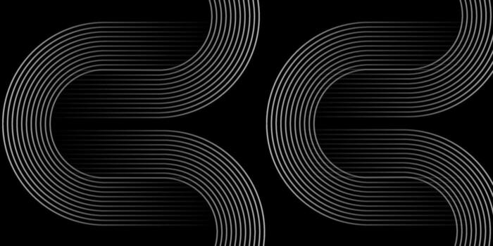 Black background with sleek curved lines in abstract form, suitable for elegant posters, or minimal product display. vector