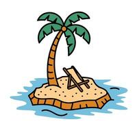 tropical isla con palma árbol y playa silla ilustración vector
