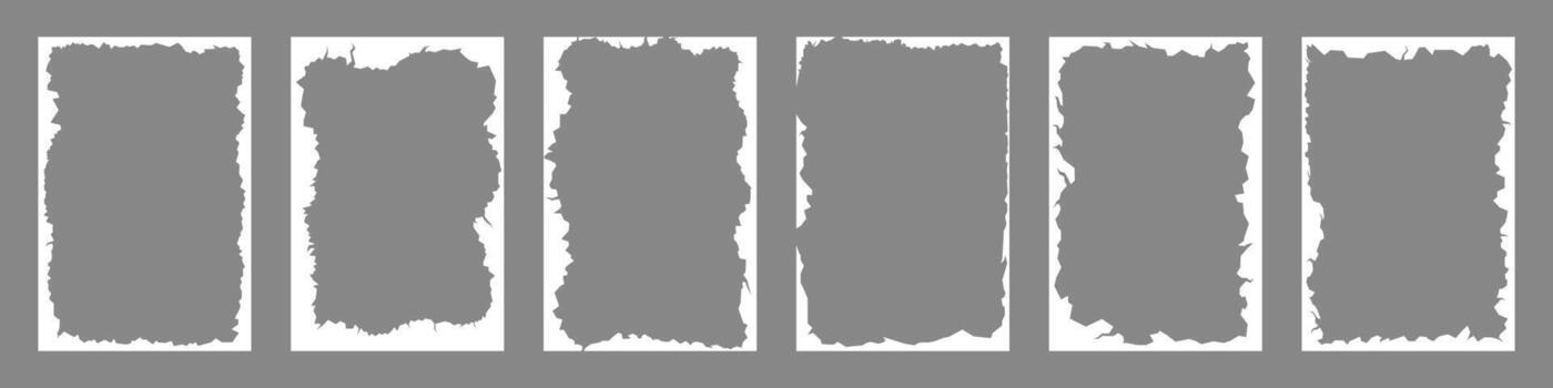 Paper torn frame set. Rectangle border. vector