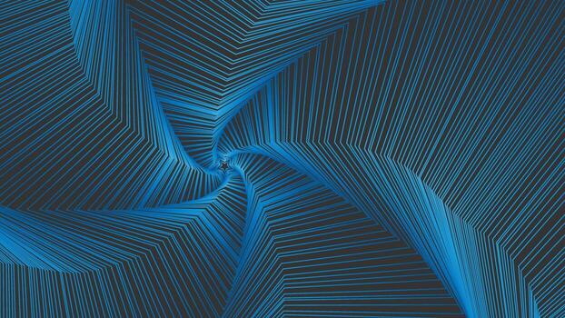 Dynamic futuristic background featuring a geometric vortex of converging blue lines, creates an optical illusion of speed, depth, and perspective, like flying through a digital data tunnel or wormhole vector