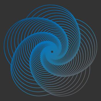 Elegant background pattern featuring intricate, spirograph-style floral shapes in a cool blue gradient.This geometric design creates a sense of sophisticated, flowing movement vector