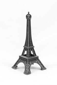 Gray Eiffel Tower model, isolated on white background photo