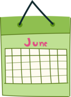 junio arrancar calendario clipart, linda mano dibujado escritorio icono png