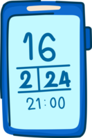 azul digital calendario clipart, vistoso mano dibujado planificador png