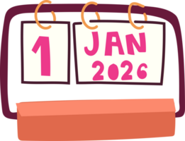 rosado anillo calendario clipart, mano dibujado enero organizador png