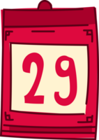 rojo calendario con 29 fecha, mano dibujado clipart png