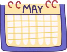 pastel mayo calendario clipart, vistoso mano dibujado mensual planificador png
