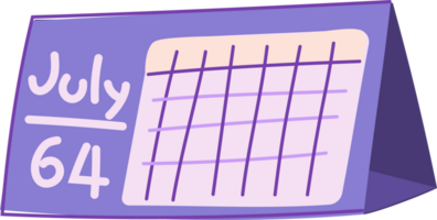 púrpura escritorio calendario dibujos animados, mano dibujado mes organizador png