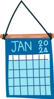 azul pared calendario dibujos animados, mano dibujado planificador clipart png