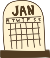 retro enero calendario dibujos animados, mano dibujado calendario icono png
