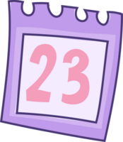 púrpura 23 calendario clipart, mano dibujado fecha icono png