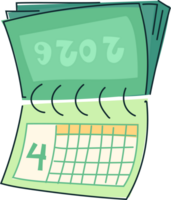 voltear escritorio calendario clipart, mano dibujado linda fecha png