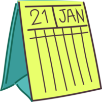amarillo enero calendario, mano dibujado estar arriba planificador png