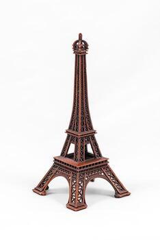 Red Eiffel Tower model, isolated on white background photo