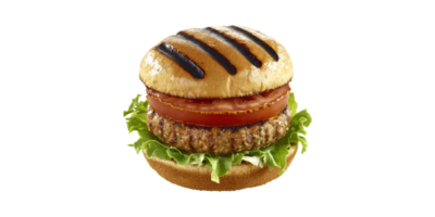 Grilled Chicken Burger With Lettuce And Tomato. Healthy Fast Food Option Isolated On Transparent Background png