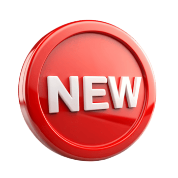 skinande röd cirkel knapp med vit ny text isolerat på transparent bakgrund png