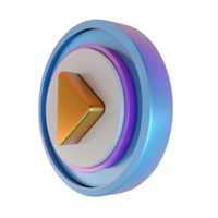 3d jugar botón icono con degradado capas aislado en transparente antecedentes png