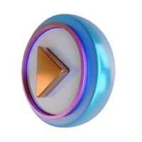 3d jugar botón icono con metálico y iridiscente terminar aislado en transparente antecedentes png