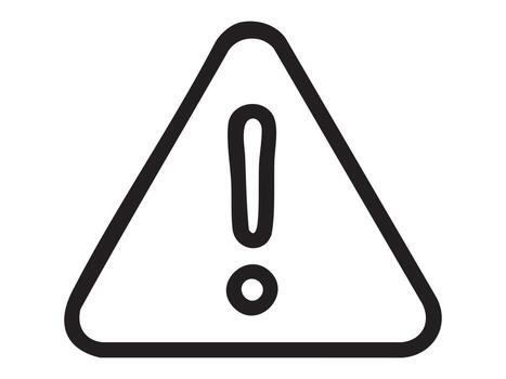 Black outline warning sign icon with exclamation mark isolated on white background, graphic illustration. concept of hazard, caution, safety, alert, triangle symbol, design element vector