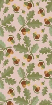 Autumn seamless texture pattern of acorns and oak branches on light background. Ideal for fabric prints, wrapping paper, stationery and wallpapers vector