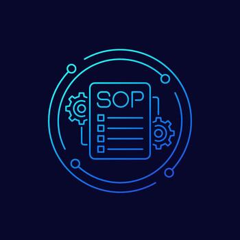 compensación icono, estándar operando procedimiento lineal diseño vector