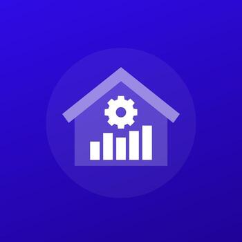 Smart home icon with a house and graph, transparent design vector