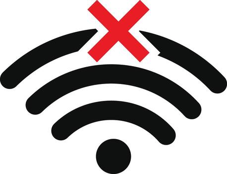 Wifi and wireless problem icons. Wifi signal icon with cross indicating no connection. Globe icon with no signal. Wifi and wireless problem icons vector