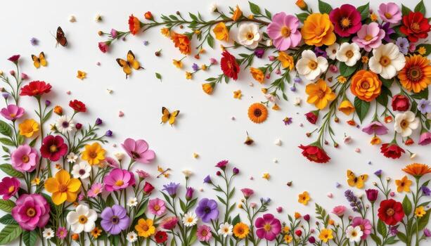 a painted mural made entirely from real pressed flowers adhered to canvas. photo