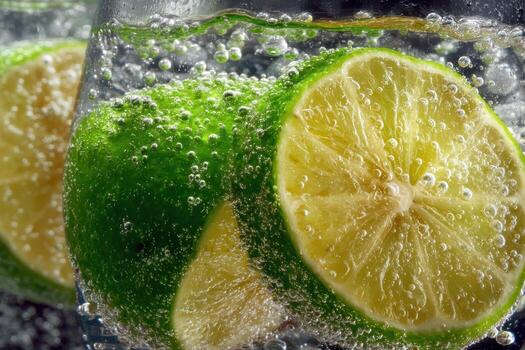 Lime in water with bubbles photo