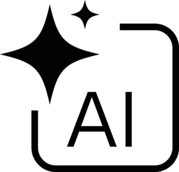 AI logo icon with star and square icons. Artificial intelligence and Machine learning sign. Tool for generate from the text. vector