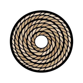 straight rope round coiled rope disk with brown twist and tight loop vector