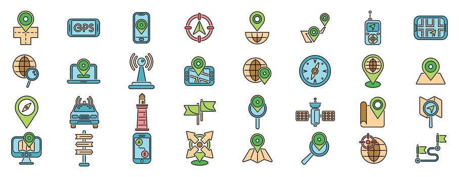GPS navegación sistema Proporcionar ubicación rastreo y ruta Guia con destino marcadores vector