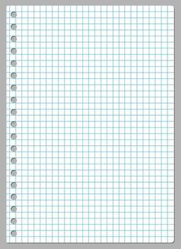 Page of squared white paper from a spiral notebook illustration vector
