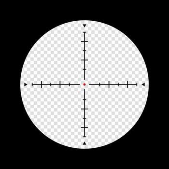 Realistic sniper scope crosshairs view. sniper sight with measurement marks. sniper scope template. rifle optical sight. vector