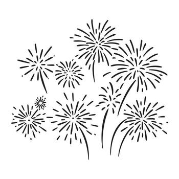 explotando fuegos artificiales monitor silueta aislado en blanco antecedentes vector