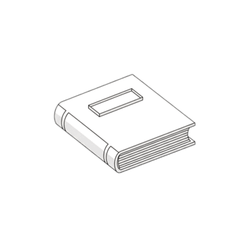 3d icon of a simple line drawing of a closed book with a blank rectangle on its cover, isolated on a transparent background png