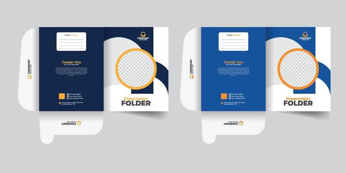 Creative and professional business presentation folders. Modern corporate document folder templates. Distinctive file cases for real estate and office use. vector