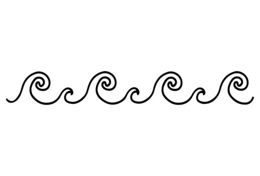 Horizontal pattern with swirls in doodle style. vector