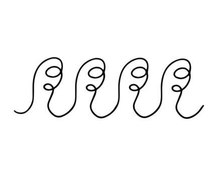 Horizontal pattern with four wavy elements. vector