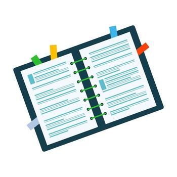 Organized to-do list and planning papers neatly arranged on a desk. Flat lay of office supplies with a clean, minimalist design. vector