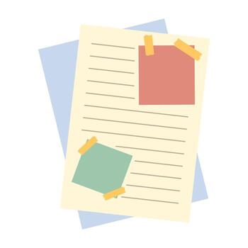 Organized to-do lists and planning papers neatly arranged on a desk. Creative workspace with office supplies and detailed paperwork layouts. vector