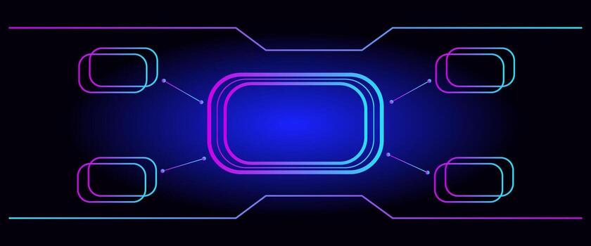 Futuristic Neon Blue and Purple Tech Interface Background with Data Nodes vector