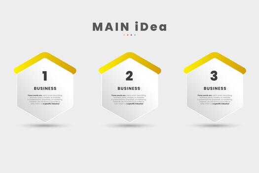 Set of three hexagon shapes buttons arrang from one step to three step used in infographic design. and Ideal for illustrating three-step processes, business strategies vector