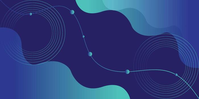 Blue Abstract Background with Gradient Waves and Circular Orbit Lines vector