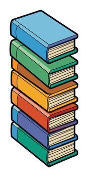 Stack of Colorful Cartoon Books on Transparent Background vector