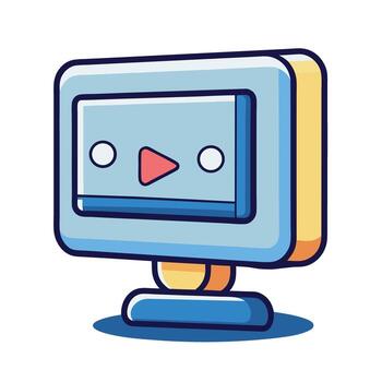 dibujos animados computadora monitor con jugar botón en transparente antecedentes vector