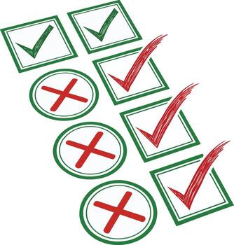 Check Marks and Cross Marks Illustration on Transparent Background vector