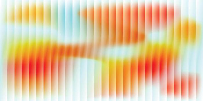 Bold heat toned ribbed glass blur texture with dynamic gradient waves and warm glowing distortion in modern abstract layout vector