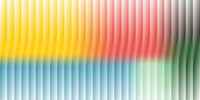 Golden yellow and sky blue gradient glass ripple with sharp ribbed glow and fluted light pattern in vertical texture vector